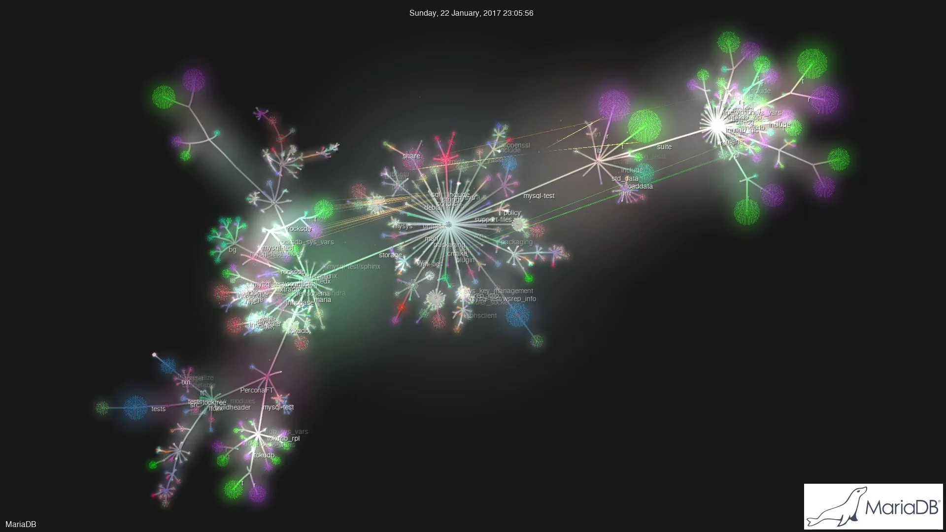 MariaDB source visualisation with Gource